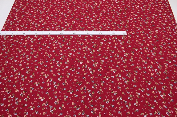 Штапель Премиум "Танец цветов на малиновом", ш.1.45м, вискоза-100%, 115гр/м.кв