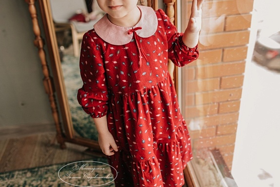 Детское платье из теплого хлопка "Листочки" 