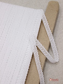 Кружево цв.белый, ш.10мм, хлопок-90%, п/э-10%, рис.129/1