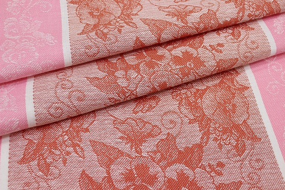 Холст полотенечный жаккард "Нежная фиалка" цв.кирпично-терракотовый, ш.0.5м, лен-30%, хл-70%