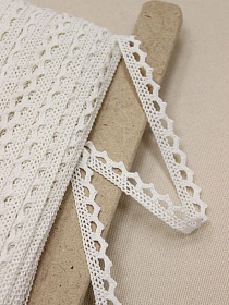 Кружево цв.ванильный, ш.10мм, хлопок-90%, п/э-10%, рис.075/2