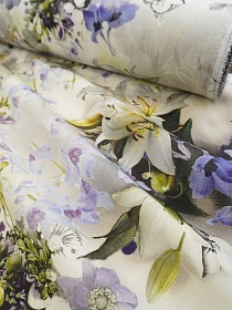 Лен костюмный Цифр.печать "Царственная лилия", ш.1.5м, лен-100%, 190гр/м.кв