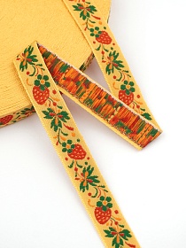 Жак.лента 18мм Красная земляника на желтом, рис.9438/4