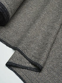 Шерсть пальтово-костюмная Твид "Елочка" цв.черный/бежевый, СОРТ2, ш.1.55м, шерсть-50%, п/э-50%