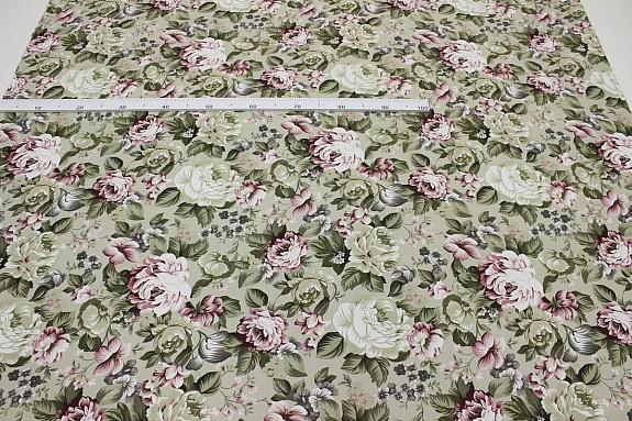 Ткань интерьерная "Таинственное очарование" цв.св.оливково-серый-2, ш.1.48м, хл-80%, п/э-20%