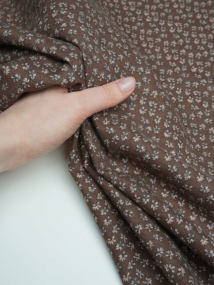 Теплый хлопок "Воздушные лютики" цв.кофейный, ш.1.45м, хлопок-100%, 150гр/м.кв