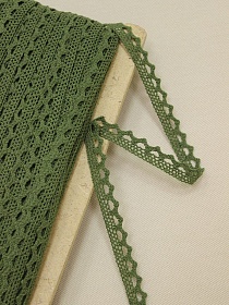 Кружево цв.темный хаки, ш.10мм, хлопок-90%, п/э-10%, рис.075/32
