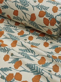 Сатин "Альпийский мак" цв.бежево-молочный, ш.2.35м, хлопок-100%, 110гр/м.кв