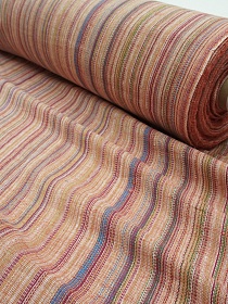 Полулен пестротканый "Оранжево-терракотовый меланж - полоска", ш.1.6м, лен-50%, хл-50%, 180гр/м.кв