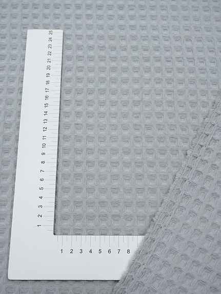 Вафельное премиум-полотно "Бохо" цв.св.серо-голубой, ш.1.5м, хлопок-100%, 230гр/м.кв