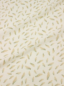 Муслин двухслойный с эф.жатости "Колоски" цв.сливочный, ш.1.35м, хлопок-100%, 120гр/м.кв