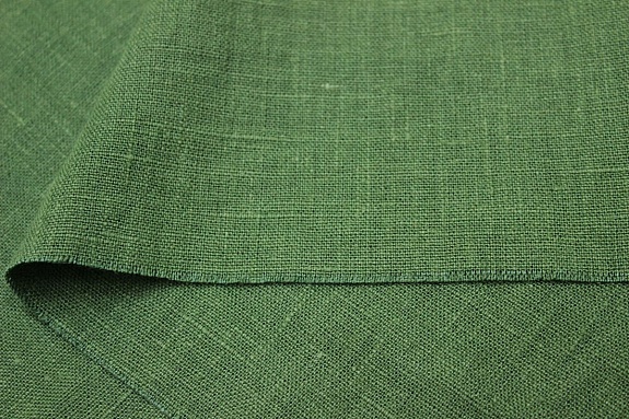 Лен костюмный с эффектом мятости цв.Т.зеленый папоротник, ш.1.45м, лен-100%, 250гр/м.кв