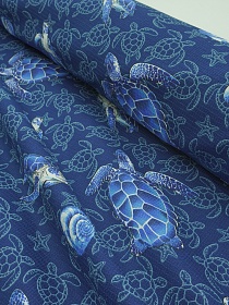 Вафельное полотно "Морские черепашки", ш.1.5м, хлопок-100%, 150гр/м.кв