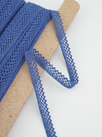 Кружево цв.джинсовый с фиолетовым оттенком, ш.10мм, хлопок-90%, п/э-10%