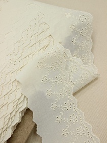 Шитье цв.кремовый (общая ширина 92мм, ширина вышивки 53мм), хлопок-100%, батист