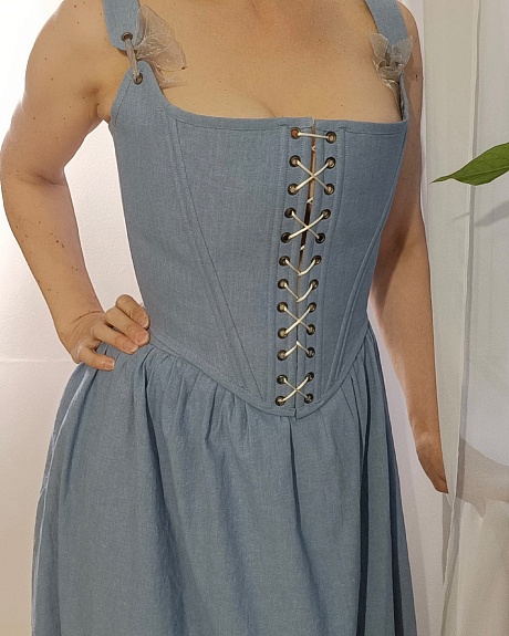 Юбка и двусторонний корсет из вареного хлопка