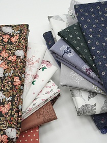 Комплект лоскута 1кг Плательный хлопок с рисунком