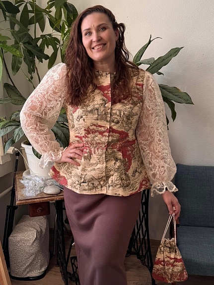 Жакет из интерьерного хлопка и кружевного полотна