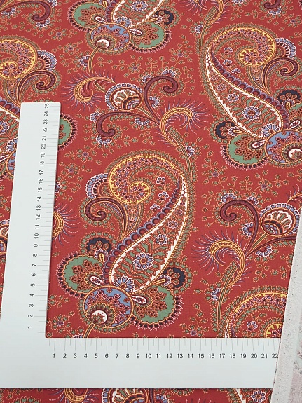 Перкаль "Диво Дивное" цв.красный, СОРТ2, ш.1.5м, хлопок-100%, 120гр/м.кв
