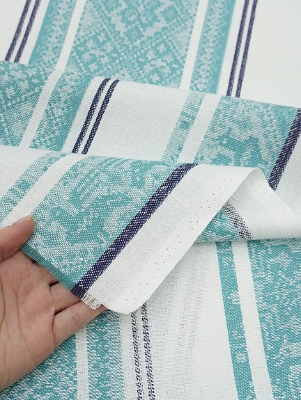 Холст полотенечный жаккард "Вышивка" цв.мятно-бирюзовый, ш.0.5м, лен-30%, хлопок-70%, 210гр/м.кв