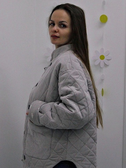 Куртка из микровельвета и теплого хлопка в сером цвете