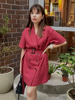 Платье с поясом из конопли