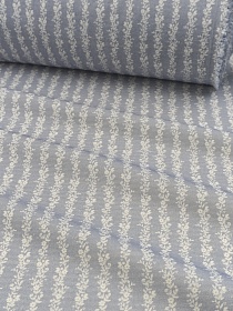 Хлопколен Цифр.печать "Вьюнок-дорожка" цв.св.серо-синий, СОРТ2, ш.1.45м, лен-10%, хл-85%, п/э-5%, 130гр/м.кв