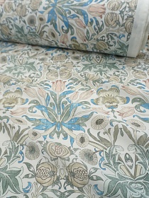 Сатин (Digital) "Сказочные бутоны" цв.белый, ш.2.5м, хлопок-100%, 110гр/м.кв