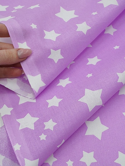 Перкаль "Звездный дождь" цв.розово-сиреневый, ш.1.5м, хлопок-100%, 105гр/м.кв