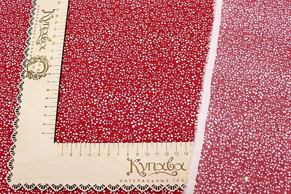 Штапель "Мелкая цветочная рябь на темно-красном", ш.1.45м, вискоза-100%, 100гр/м.кв