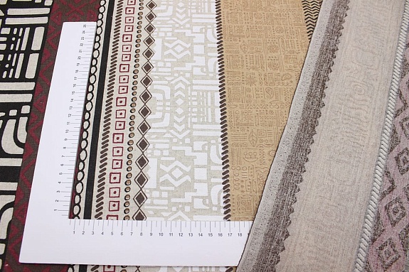 Полулен "Сахара - орнамент" цв.бордо, (на суровом), СОРТ2, ш.1.5м, лен-30%, хлопок-70%, 140гр/м.кв