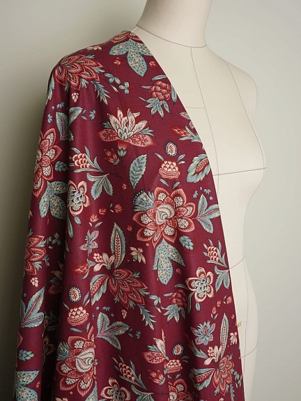 Перкаль "Царевна" цв.винтажный бордово-красный, ГОСТ, ш.1.5м, хлопок-100%, 125гр/м.кв