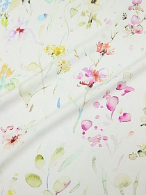 Мерный лоскут (ткань в отрезах)  - Плательная вискоза Digital "Акварель - цветение", ш.1.45м