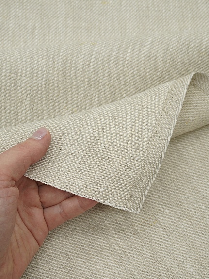 Льняная саржа цв.Натуральный, ш.1.5м, лен-100%, 290гр/м.кв