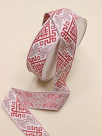 Жак.лента 50мм Серые птицы на белом