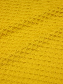 Вафельное премиум-полотно "Бохо" цв.Сигнальный желтый, ш.1.5м, хлопок-100%, 240гр/м.кв