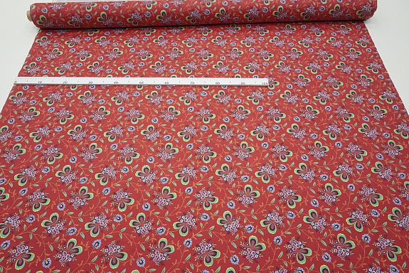Перкаль "Марьюшка" цв.красный, ГОСТ, ш.1.5м, хлопок-100%, 125гр/м.кв