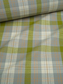 Фуле "Клетка" цв.светло-серый/яркая оливка, ш.1.45м, хлопок-100%, 150гр/м.кв