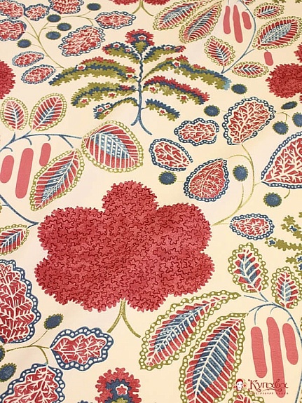 Интерьерный хлопок "Прохлада (бордовые цветы)", ш.1.5м,  хлопок-100%, 250гр/м.кв