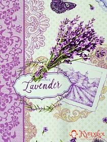 Вафельное полотно "Букет лаванды", ш.1.5м,  хлопок-100%, 160гр/м.кв, раппорт 63см