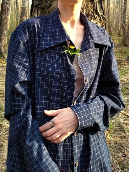 Рубашка из вареного хлопка в чернильном цвете