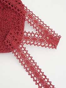 Кружево цв.красный, ш.19мм, хлопок-90%, п/э-10%, 10м, рис.047/16