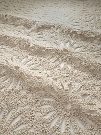 Кроше "Ажурный рассвет - крупный цветок" (фестоны с 2х сторон) цв.суровый, ш.1.15м, хлопок-100%, 400гр/м.кв