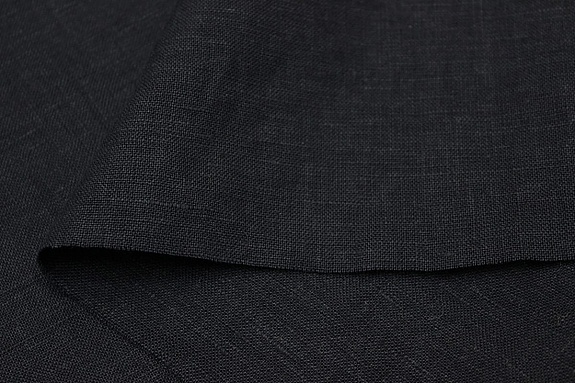 Лен костюмный с эффектом мятости цв.Черный, ш.1.43м, лен-100%, 180гр/м.кв