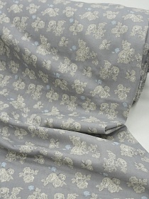 Муслин Премиум двухслойный гладкий "Безмолвное цветение" цв.серый, ш.2.5м, хлопок-100%, 125гр/м.кв