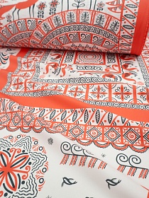 Перкаль Премиум (Digital) "Девять мотивов в стиле Мезенской росписи", ш.1.5м, хл-100%, 120гр/м.кв, раппорт 145см