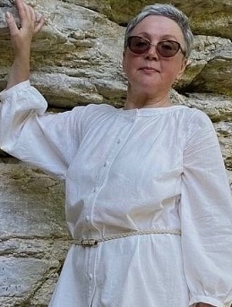 Блуза из фактурного хлопка "Мережка-полоска с ромбиками"